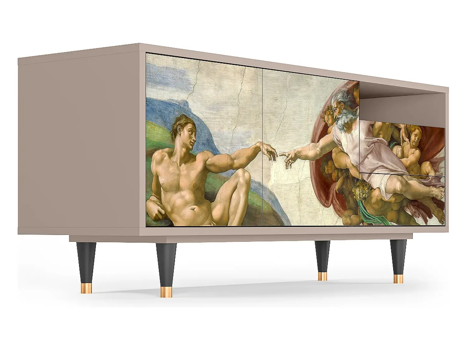 Móvel De Tv| Mueble de TV - 125х56х41 cm - T7 - The Creation of Adam, Latte Bege