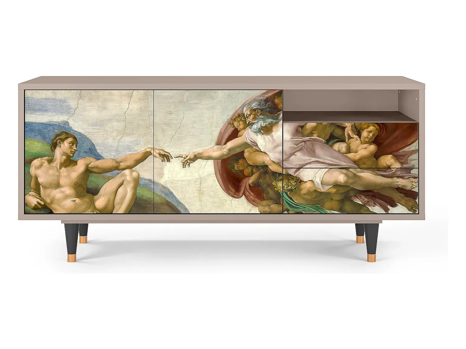 Móvel De Tv| Mueble de TV - 125х56х41 cm - T7 - The Creation of Adam, Latte Bege
