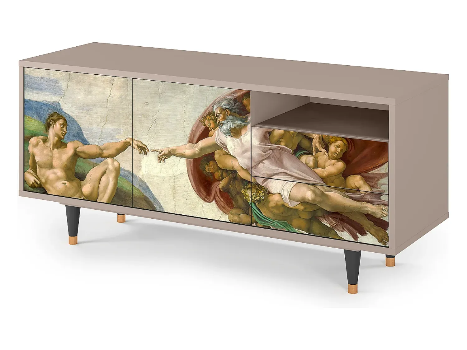 Móvel De Tv| Mueble de TV - 125х56х41 cm - T7 - The Creation of Adam, Latte Bege