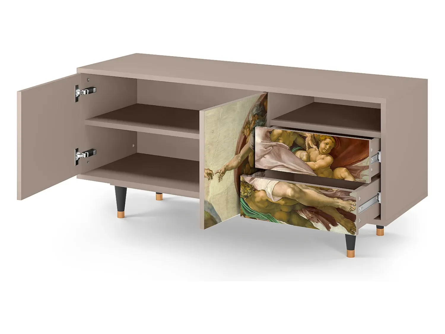 Móvel De Tv| Mueble de TV - 125х56х41 cm - T7 - The Creation of Adam, Latte Bege