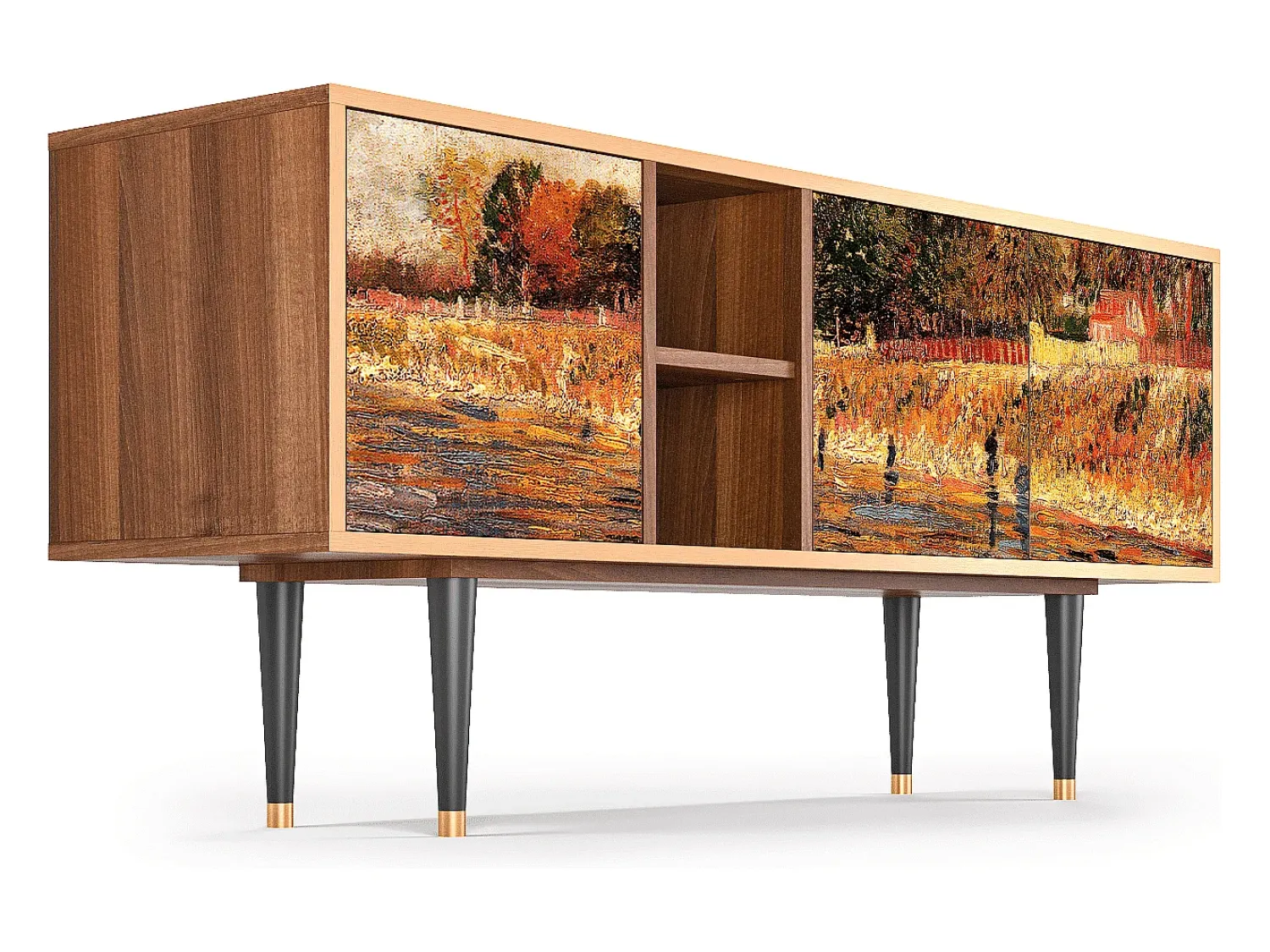 Móvel De Tv| Mueble de TV - 150х69х41 cm - T5 - The Banks, Nogueira Castanho