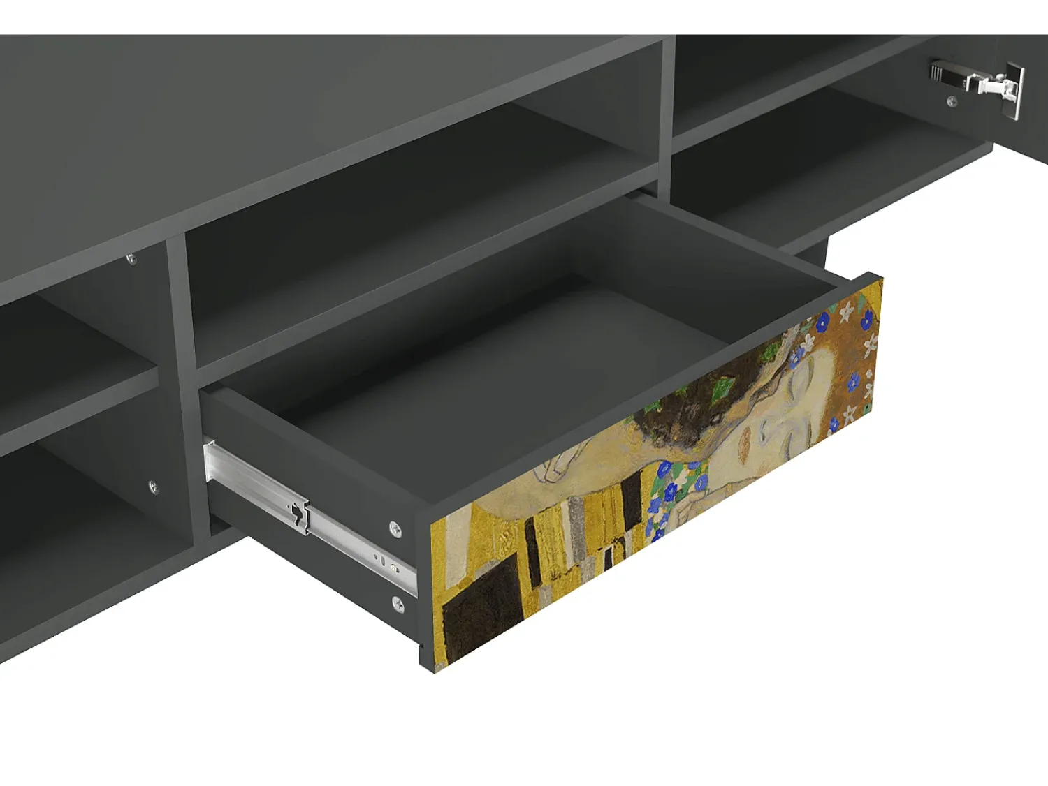 Best Mueble de TV - 170х59х41 cm - T6 - The Kiss by Klimt , Antracite Cinza antracite