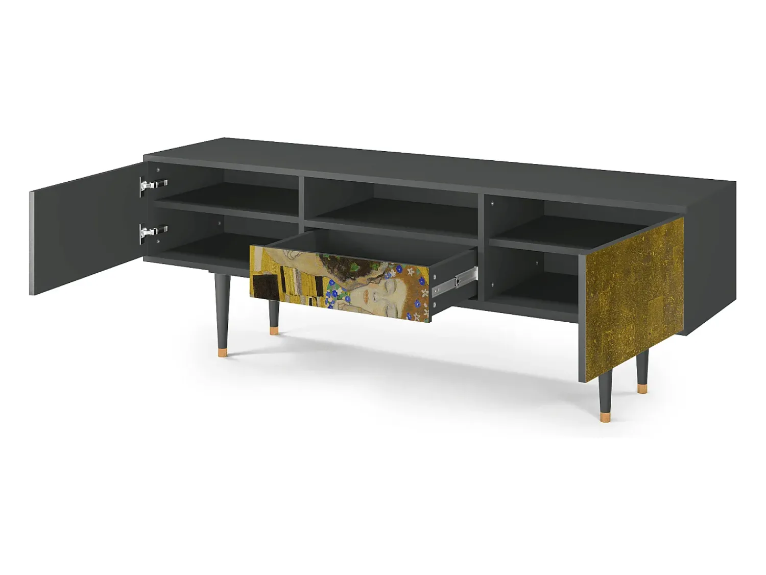 Best Mueble de TV - 170х59х41 cm - T6 - The Kiss by Klimt , Antracite Cinza antracite