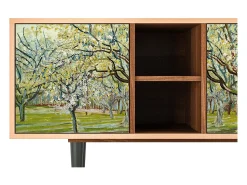 New Mueble de TV - 150х69х41 cm - T5 - The Branco Orchard, Nogueira Castanho