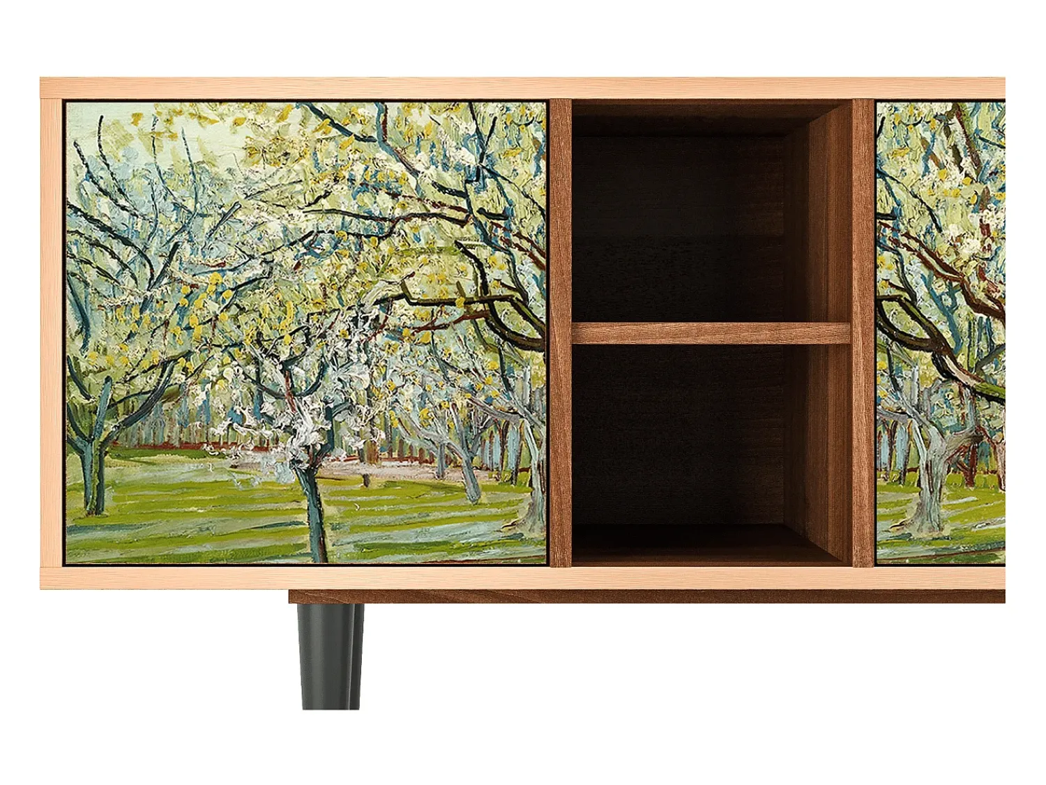 New Mueble de TV - 150х69х41 cm - T5 - The Branco Orchard, Nogueira Castanho
