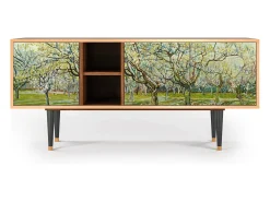 New Mueble de TV - 150х69х41 cm - T5 - The Branco Orchard, Nogueira Castanho
