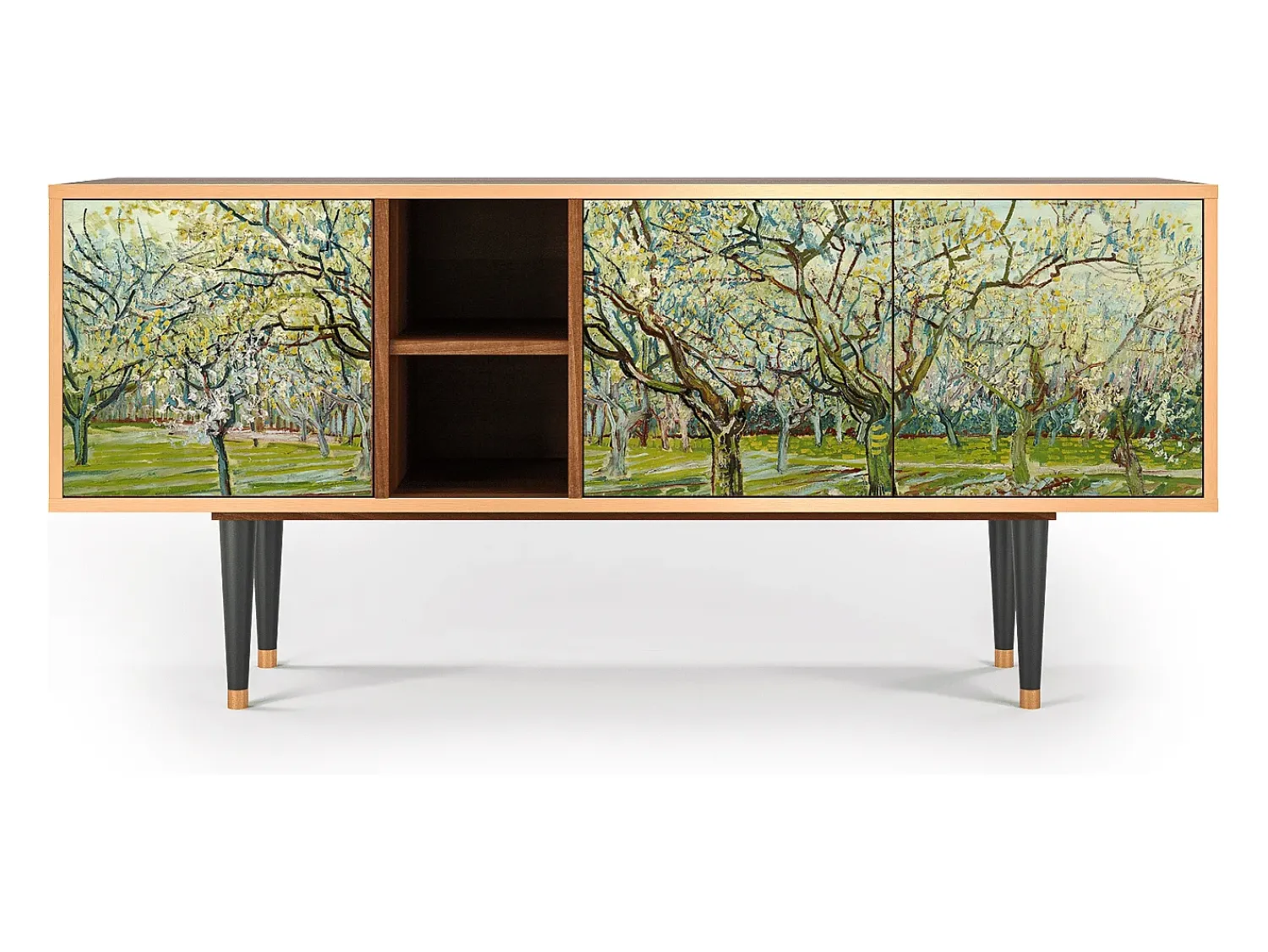 New Mueble de TV - 150х69х41 cm - T5 - The Branco Orchard, Nogueira Castanho