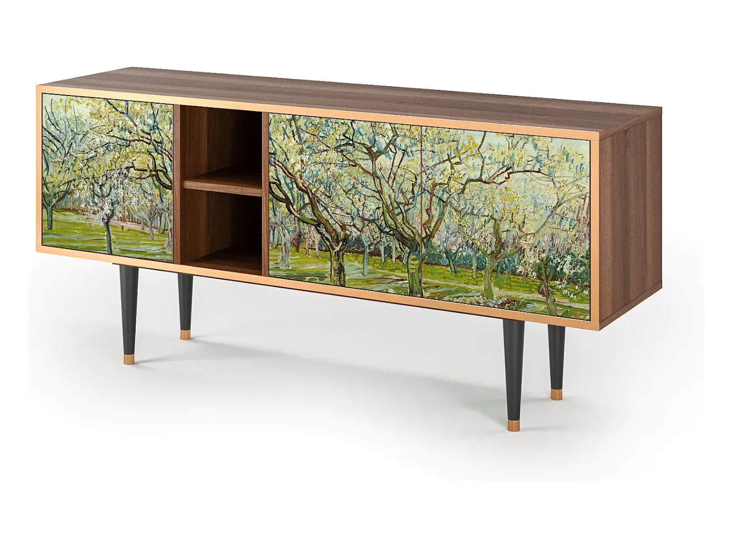 New Mueble de TV - 150х69х41 cm - T5 - The Branco Orchard, Nogueira Castanho