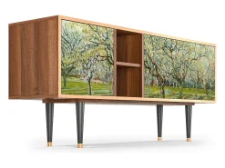 New Mueble de TV - 150х69х41 cm - T5 - The Branco Orchard, Nogueira Castanho