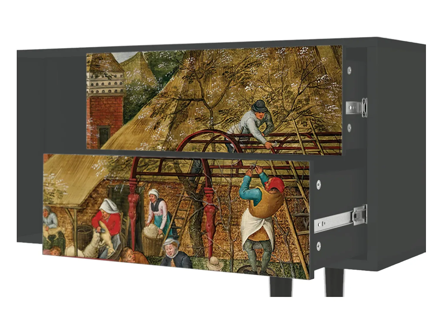 Clearance Mueble de TV - 170х69х48 cm - T1 - The Younger - Spring, Antracite Cinza antracite