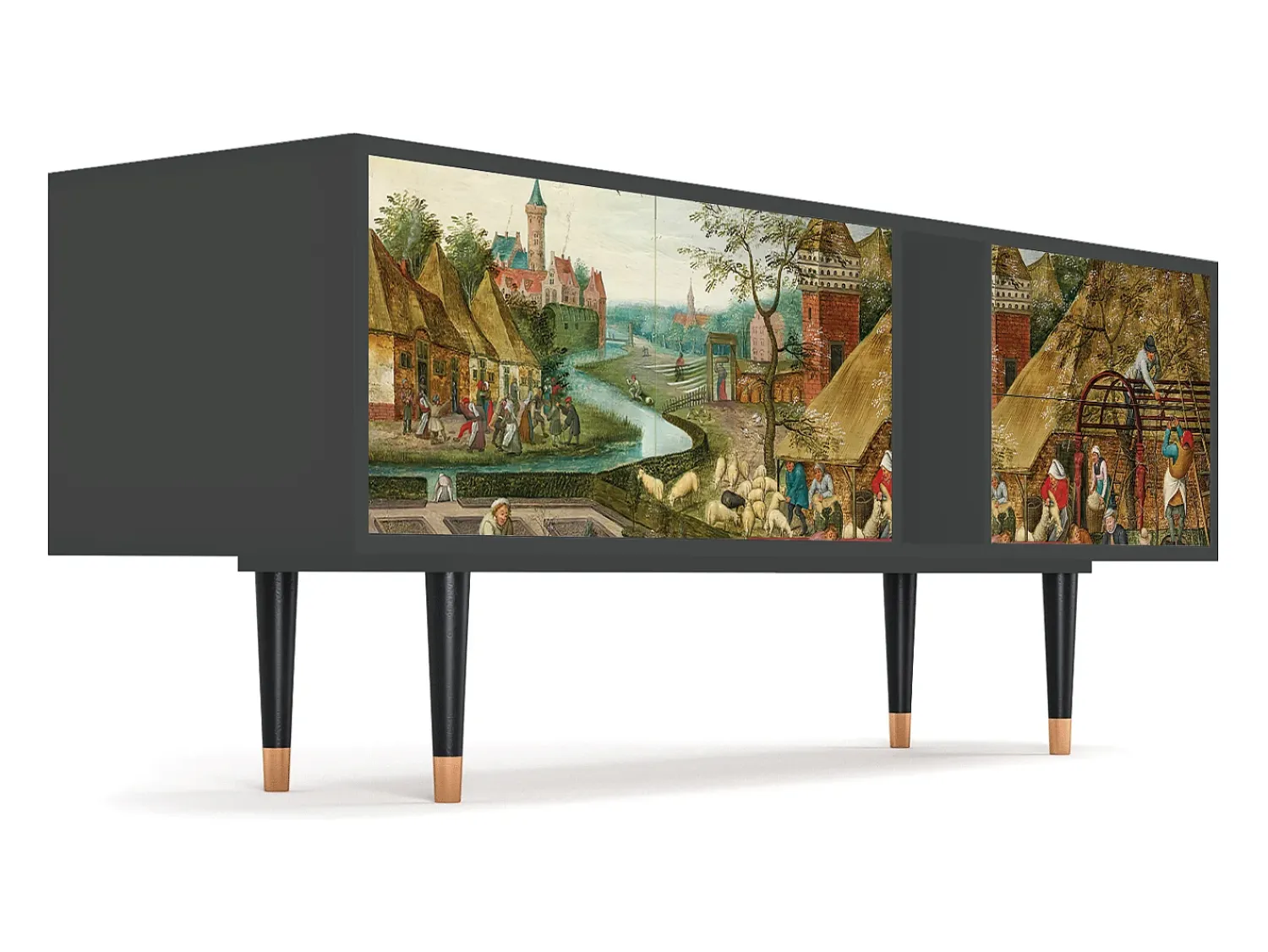 Clearance Mueble de TV - 170х69х48 cm - T1 - The Younger - Spring, Antracite Cinza antracite