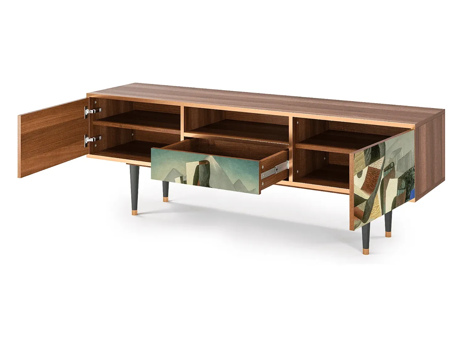 Móvel De Tv* Mueble de TV - 170х59х41 cm - T6 - The Cubist Paintings , Nogueira Castanho