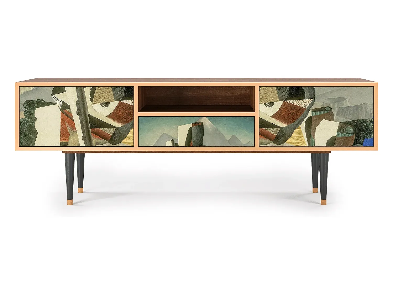 Móvel De Tv* Mueble de TV - 170х59х41 cm - T6 - The Cubist Paintings , Nogueira Castanho