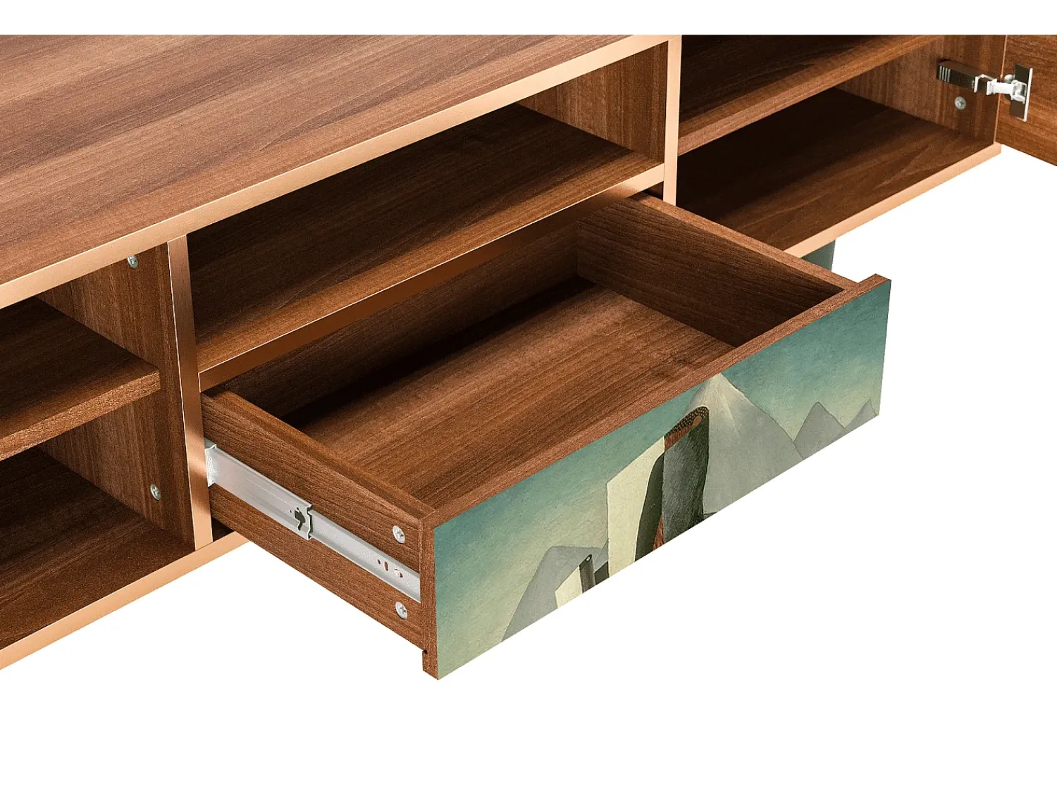 Móvel De Tv* Mueble de TV - 170х59х41 cm - T6 - The Cubist Paintings , Nogueira Castanho
