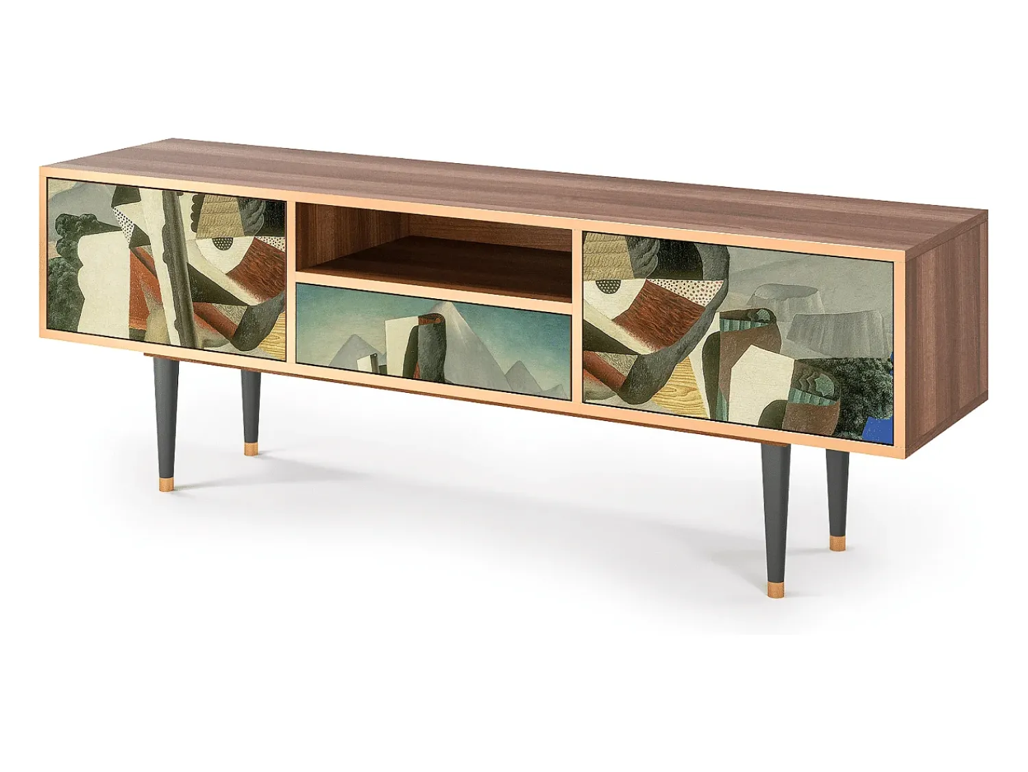 Móvel De Tv* Mueble de TV - 170х59х41 cm - T6 - The Cubist Paintings , Nogueira Castanho
