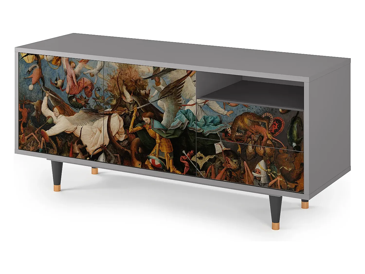 Móvel De Tv| Mueble de TV - 125х56х41 cm - T7 - The Fall, Cinza Cinzento