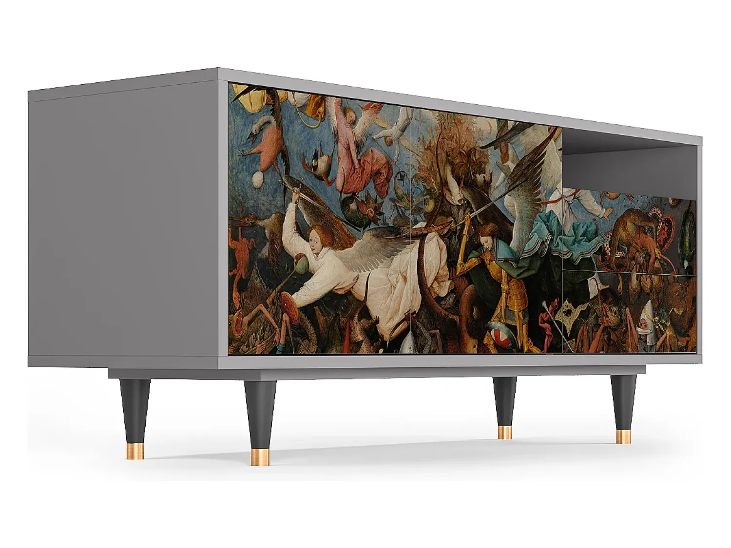 Móvel De Tv| Mueble de TV - 125х56х41 cm - T7 - The Fall, Cinza Cinzento