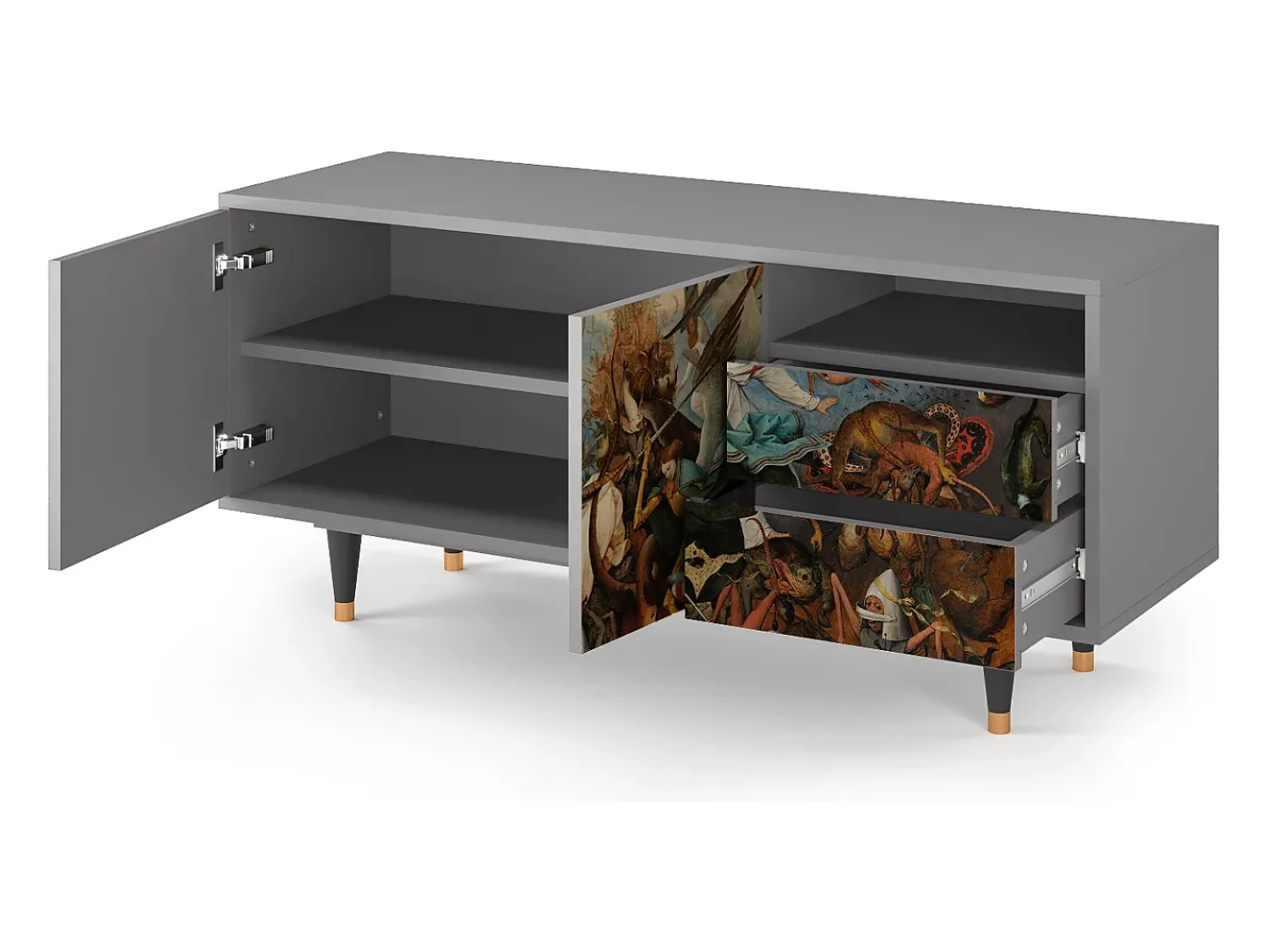 Móvel De Tv| Mueble de TV - 125х56х41 cm - T7 - The Fall, Cinza Cinzento