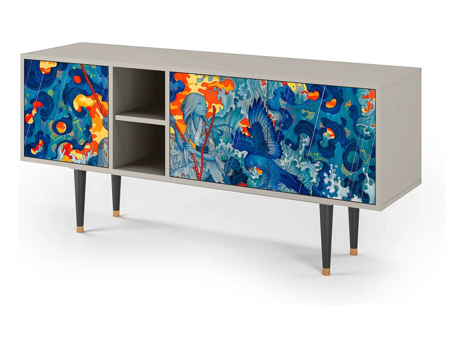 Móvel De Tv| Mueble de TV - 150х69х41 cm - T5 - The Girl - James Jean, Areia Bege