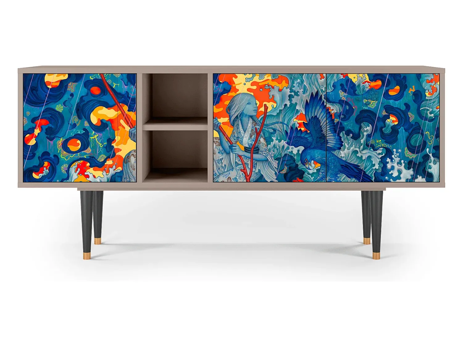 Móvel De Tv| Mueble de TV - 150х69х41 cm - T5 - The Girl - James Jean, Areia Bege