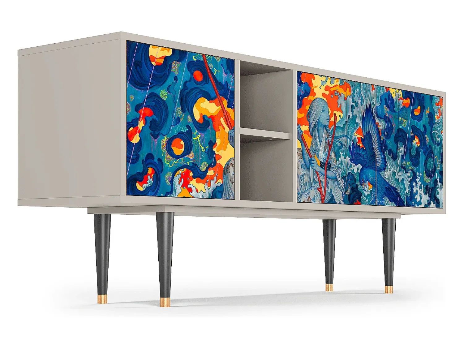 Móvel De Tv| Mueble de TV - 150х69х41 cm - T5 - The Girl - James Jean, Areia Bege