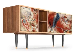 Móvel De Tv* Mueble de TV - 150х69х41 cm - T5 - The City Rises, Nogueira Castanho