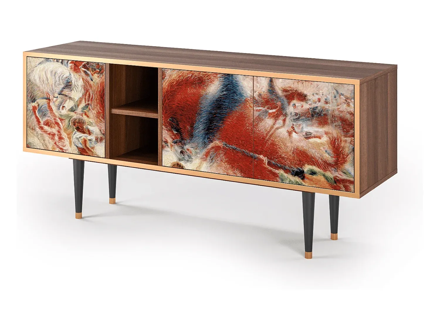 Móvel De Tv* Mueble de TV - 150х69х41 cm - T5 - The City Rises, Nogueira Castanho