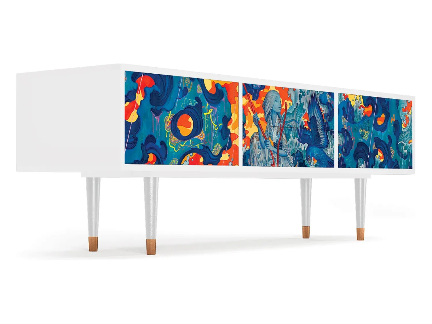 Online Mueble de TV - 170х59х48 cm - T4 - The Girl - James Jean, Branco Bege