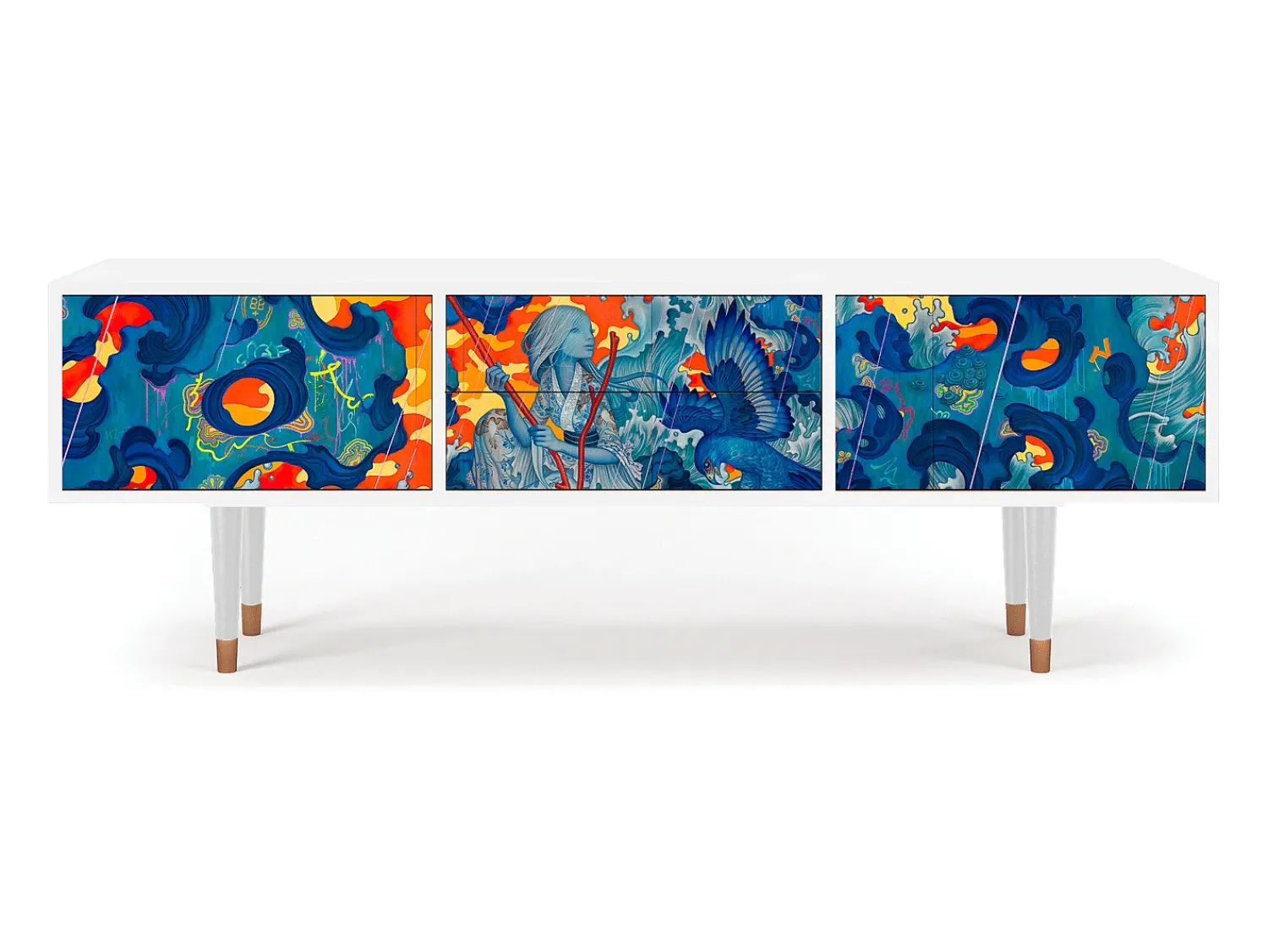 Online Mueble de TV - 170х59х48 cm - T4 - The Girl - James Jean, Branco Bege