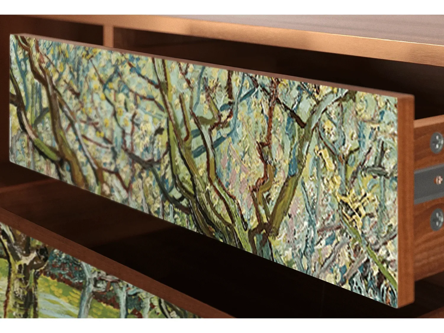 Móvel De Tv| Mueble de TV - 170х59х48 cm - T4 - The Branco Orchard, Nogueira Castanho
