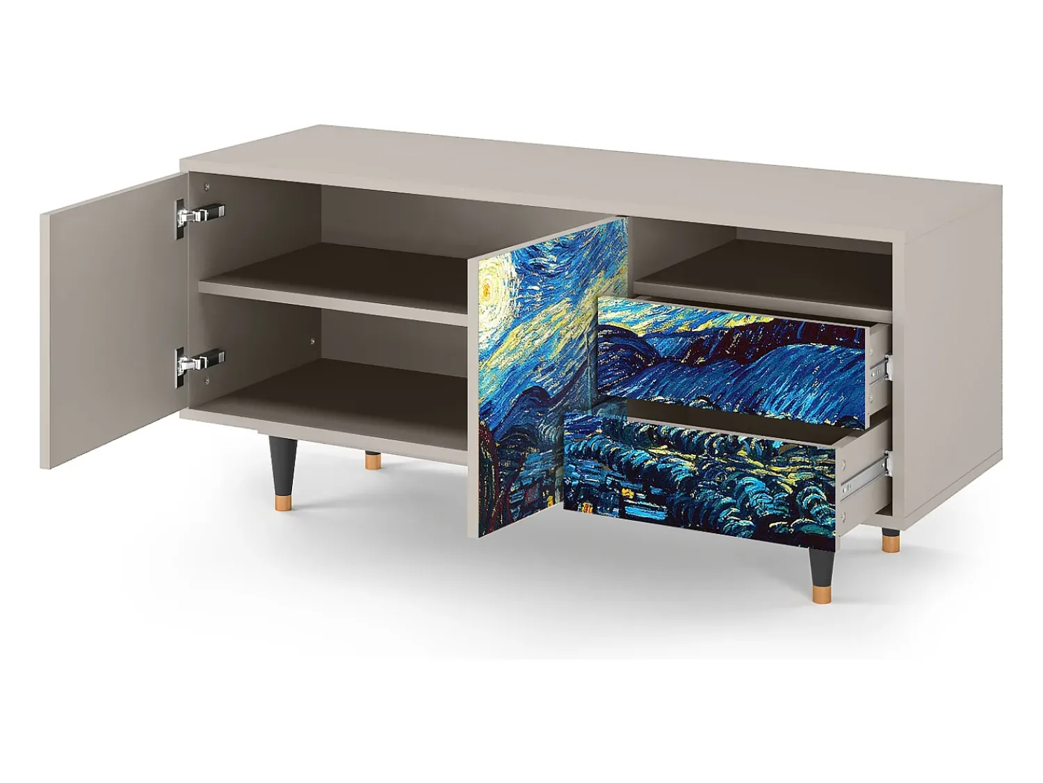 Móvel De Tv* Mueble de TV - 125х56х41 cm - T7 - The Starry Night , Areia Bege