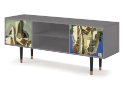 Móvel De Tv* Mueble de TV - 170х69х48 cm - T2 - The Cubist Paintings , Cinza Cinzento