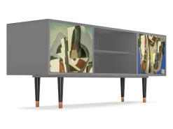 Móvel De Tv* Mueble de TV - 170х69х48 cm - T2 - The Cubist Paintings , Cinza Cinzento