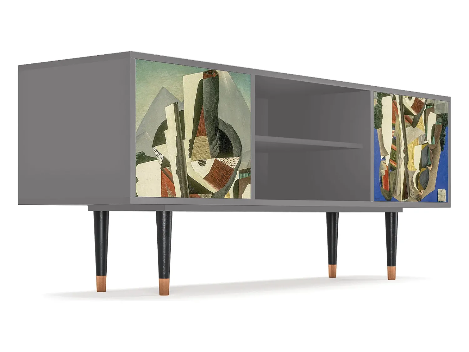 Móvel De Tv* Mueble de TV - 170х69х48 cm - T2 - The Cubist Paintings , Cinza Cinzento