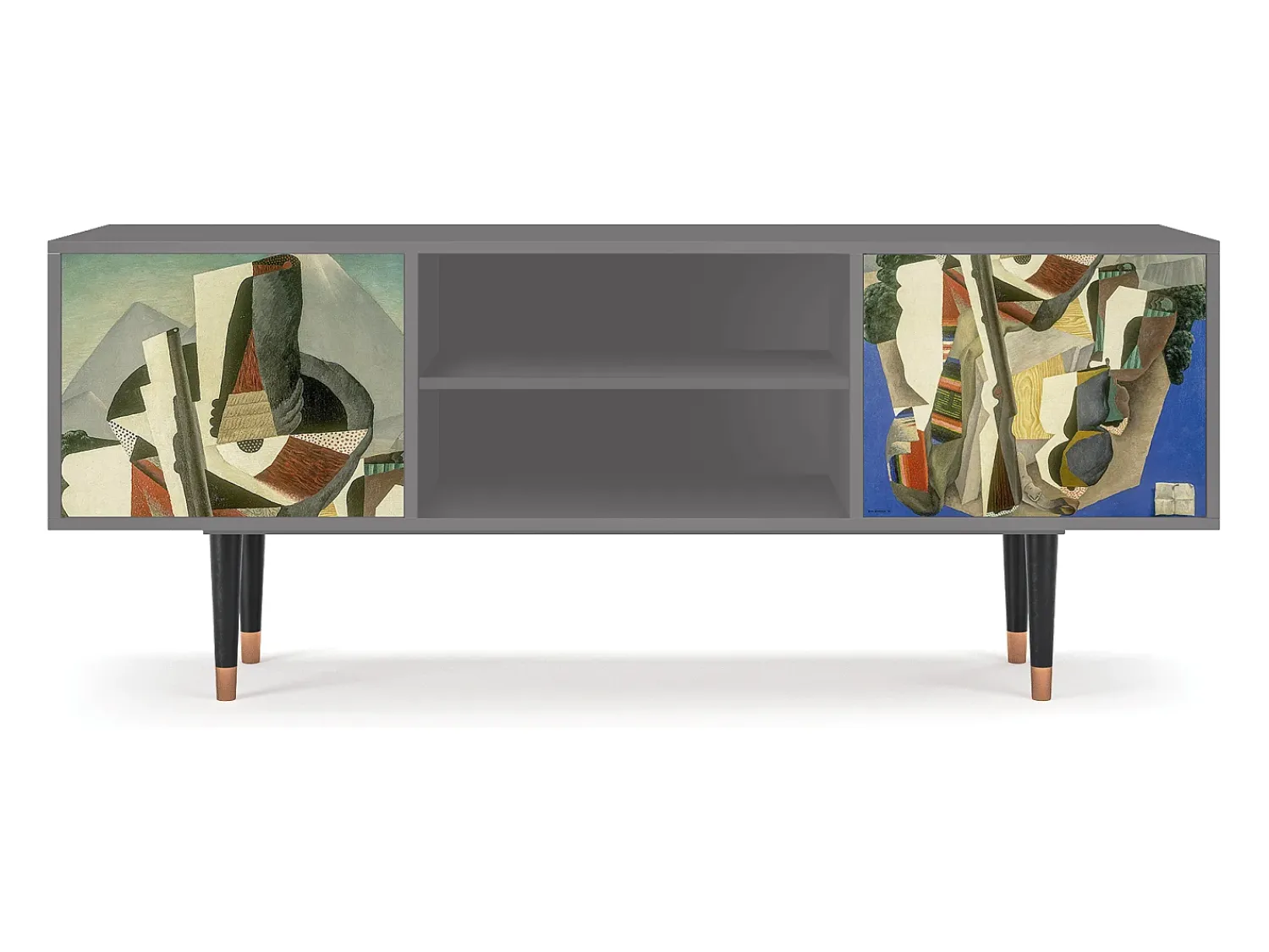 Móvel De Tv* Mueble de TV - 170х69х48 cm - T2 - The Cubist Paintings , Cinza Cinzento
