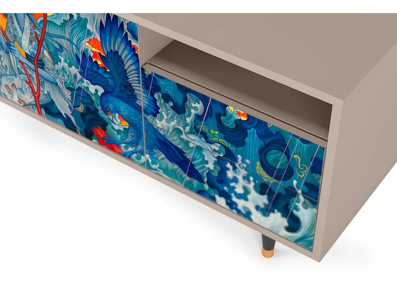 Móvel De Tv| Mueble de TV - 125х56х41 cm - T7 - The Girl - James Jean, Latte Bege