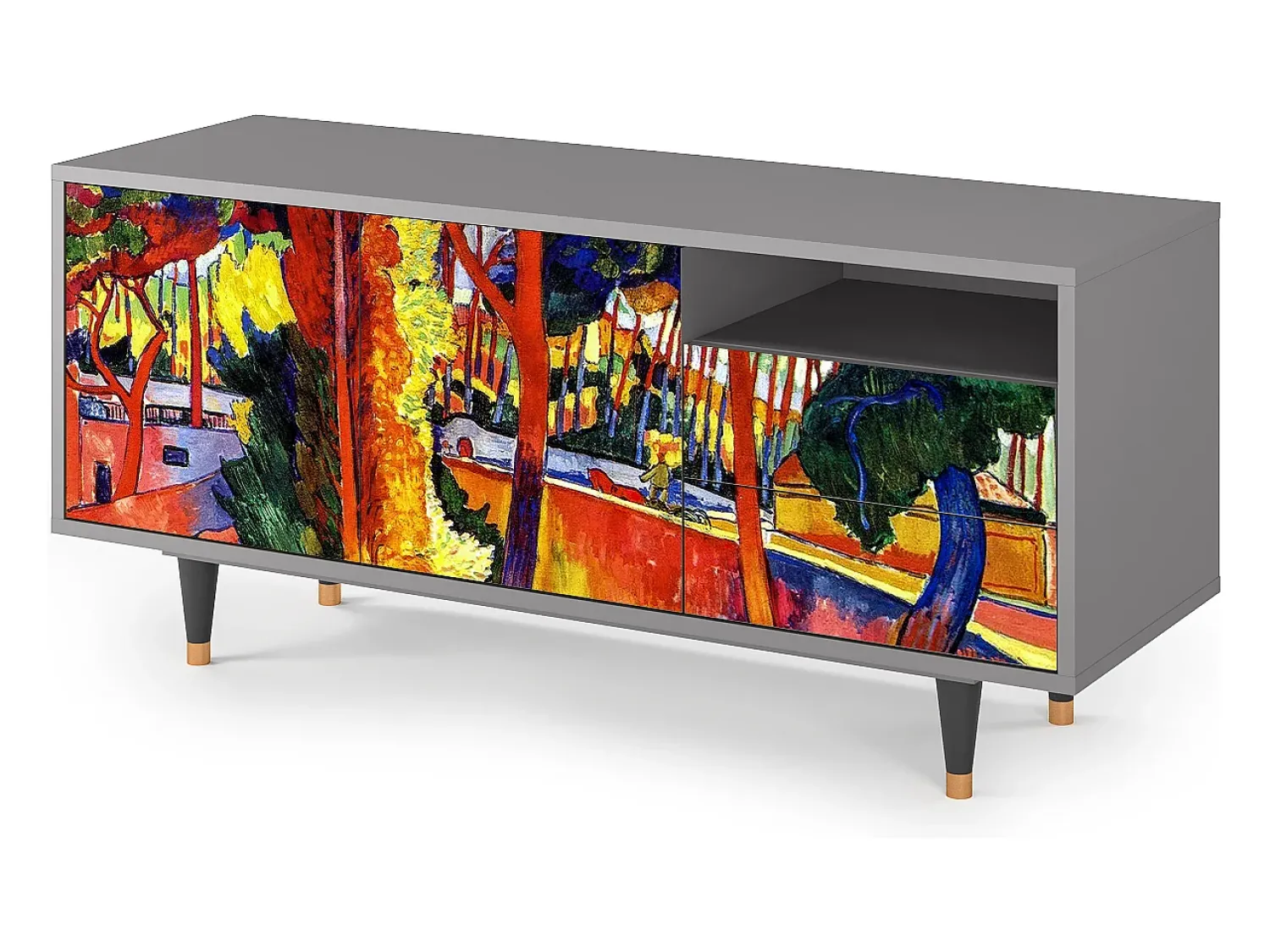 Mueble de TV - 125х56х41 cm - T7 - The Turning Road, Cinza^ Móvel De Tv