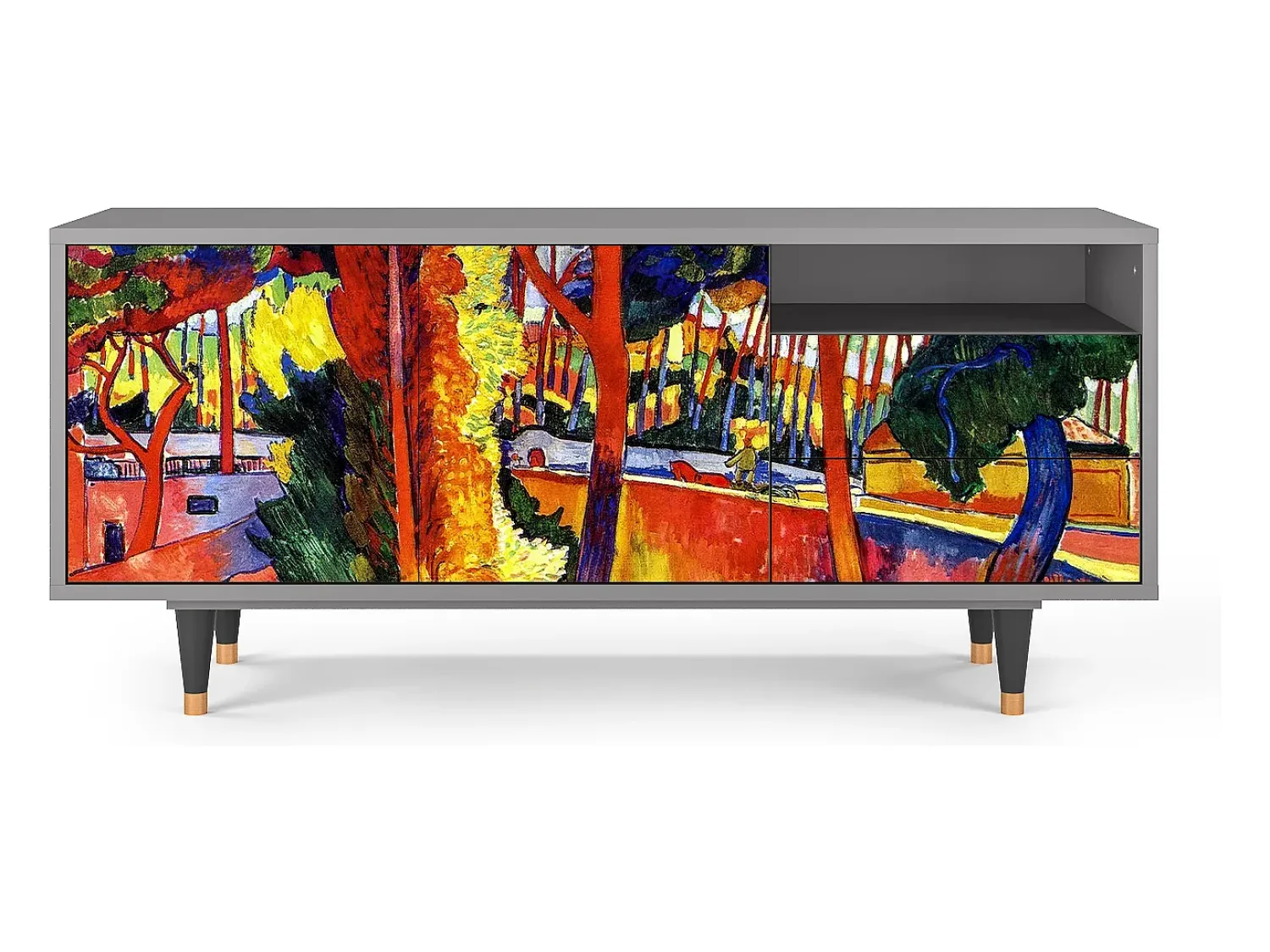 Mueble de TV - 125х56х41 cm - T7 - The Turning Road, Cinza^ Móvel De Tv
