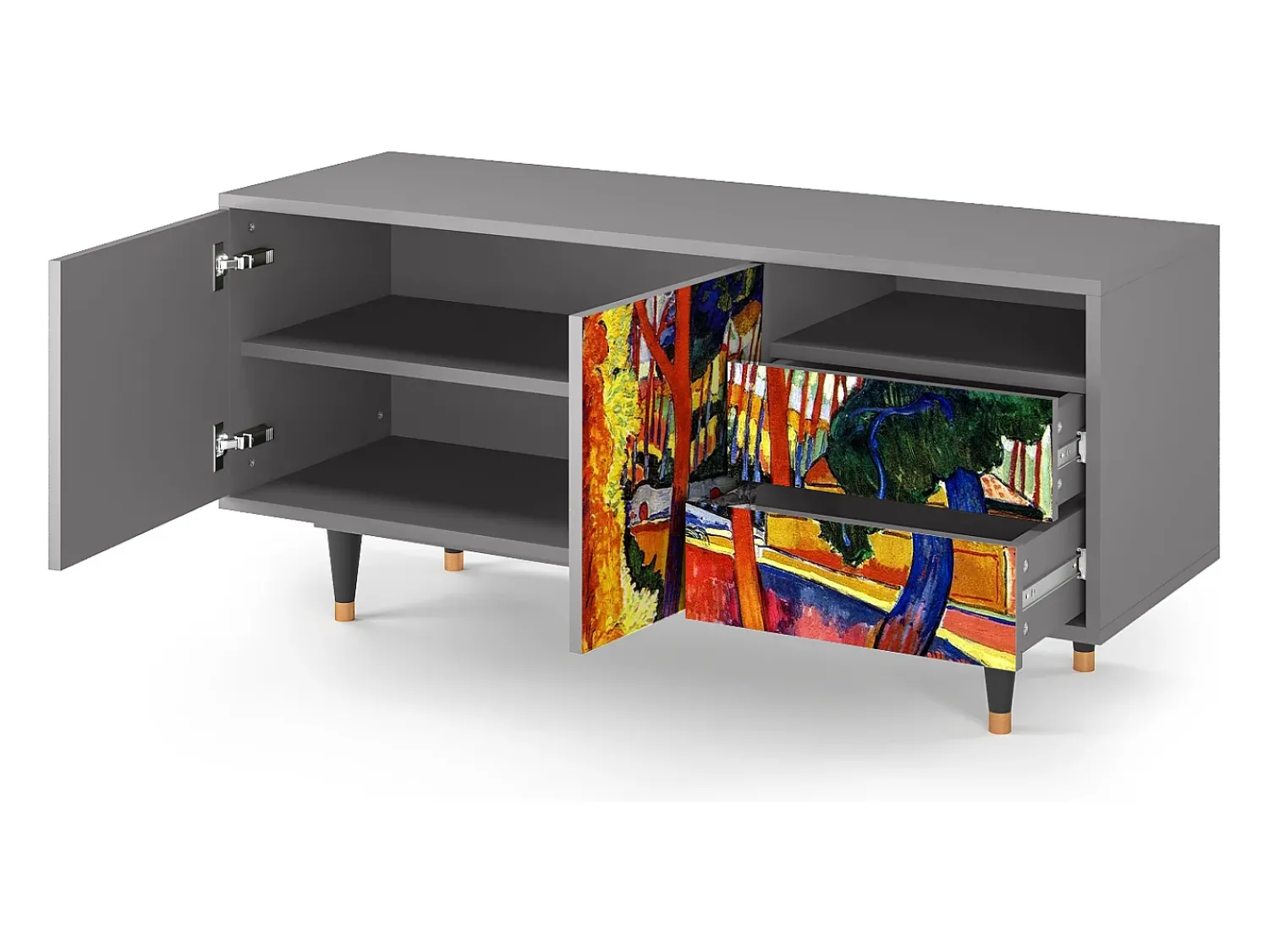 Mueble de TV - 125х56х41 cm - T7 - The Turning Road, Cinza^ Móvel De Tv