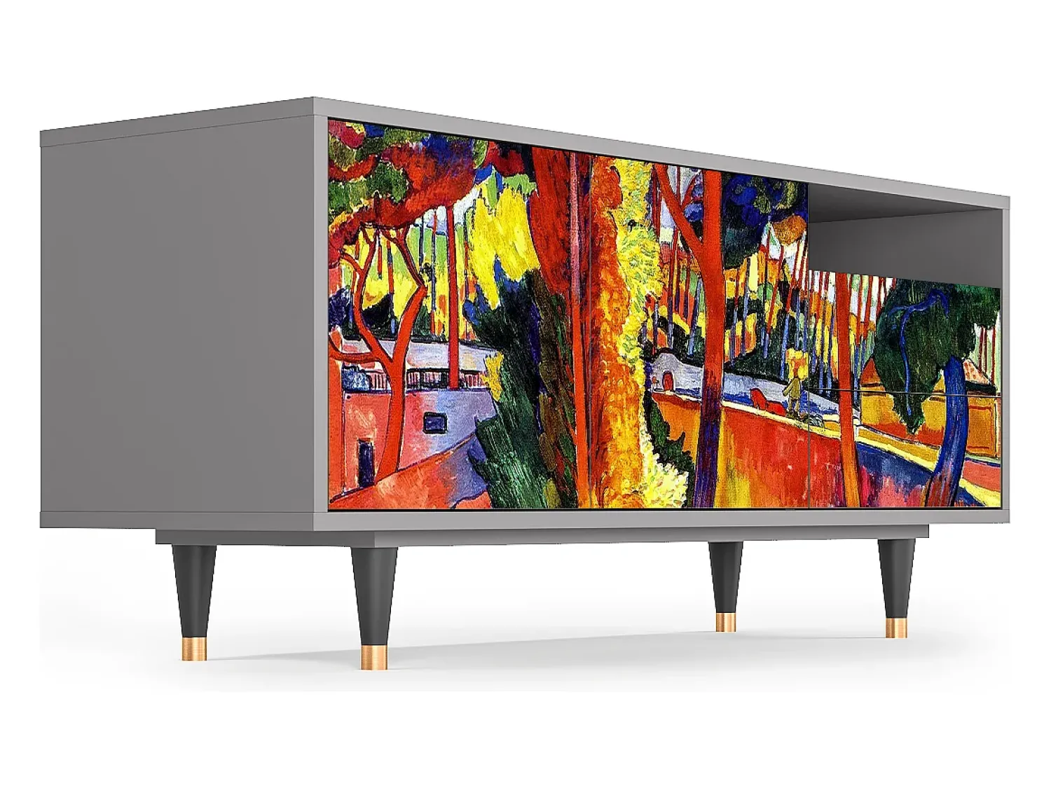 Mueble de TV - 125х56х41 cm - T7 - The Turning Road, Cinza^ Móvel De Tv