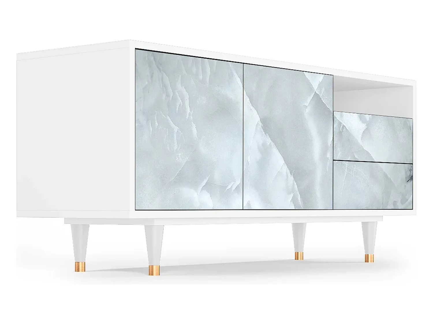 Móvel De Tv* Mueble de TV - 125х56х41 cm - T7 - The Onyx, Branco Bege