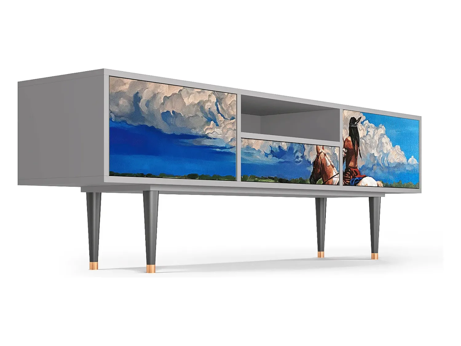 Móvel De Tv* Mueble de TV - 170х59х41 cm - T6 - Thunderheads by Dean, Cinza Cinzento