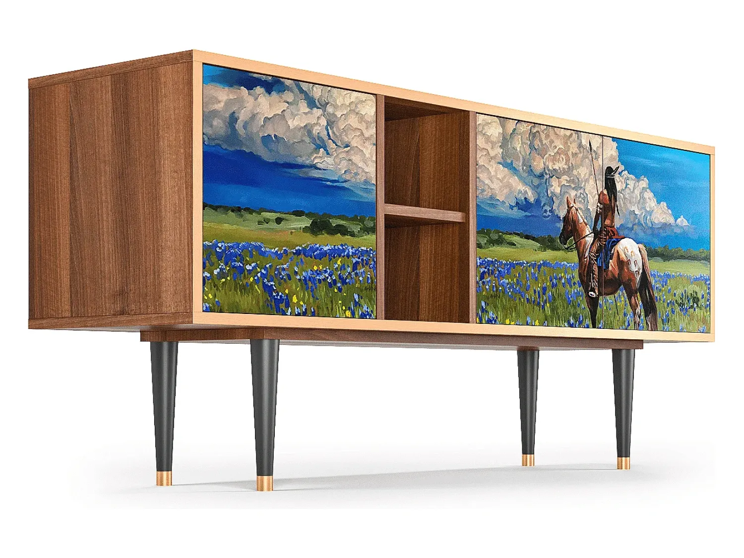 Móvel De Tv* Mueble de TV - 150х69х41 cm - T5 - Thunderheads by Dean, Nogueira Castanho