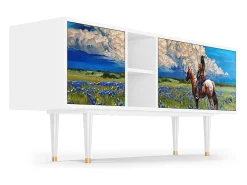 Móvel De Tv| Mueble de TV - 150х69х41 cm - T5 - Thunderheads by Dean, Branco Bege