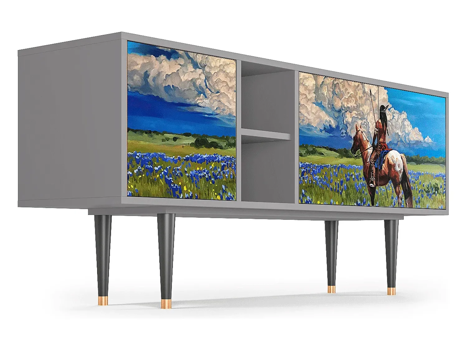 Móvel De Tv* Mueble de TV - 150х69х41 cm - T5 - Thunderheads by Dean, Cinza Cinzento