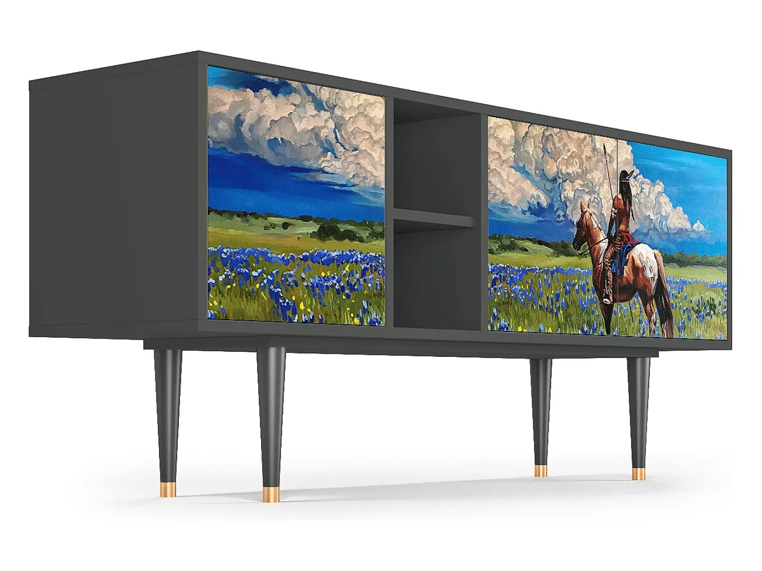 Móvel De Tv| Mueble de TV - 150х69х41 cm - T5 - Thunderheads by Dean, Antracite Cinza antracite