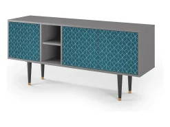 Outlet Mueble de TV - 150х69х41 cm - T5 - Turquoise Geometry, Cinza Cinzento