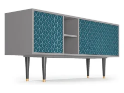 Outlet Mueble de TV - 150х69х41 cm - T5 - Turquoise Geometry, Cinza Cinzento