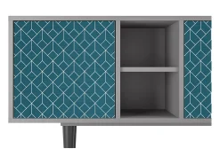 Outlet Mueble de TV - 150х69х41 cm - T5 - Turquoise Geometry, Cinza Cinzento