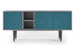 Outlet Mueble de TV - 150х69х41 cm - T5 - Turquoise Geometry, Cinza Cinzento